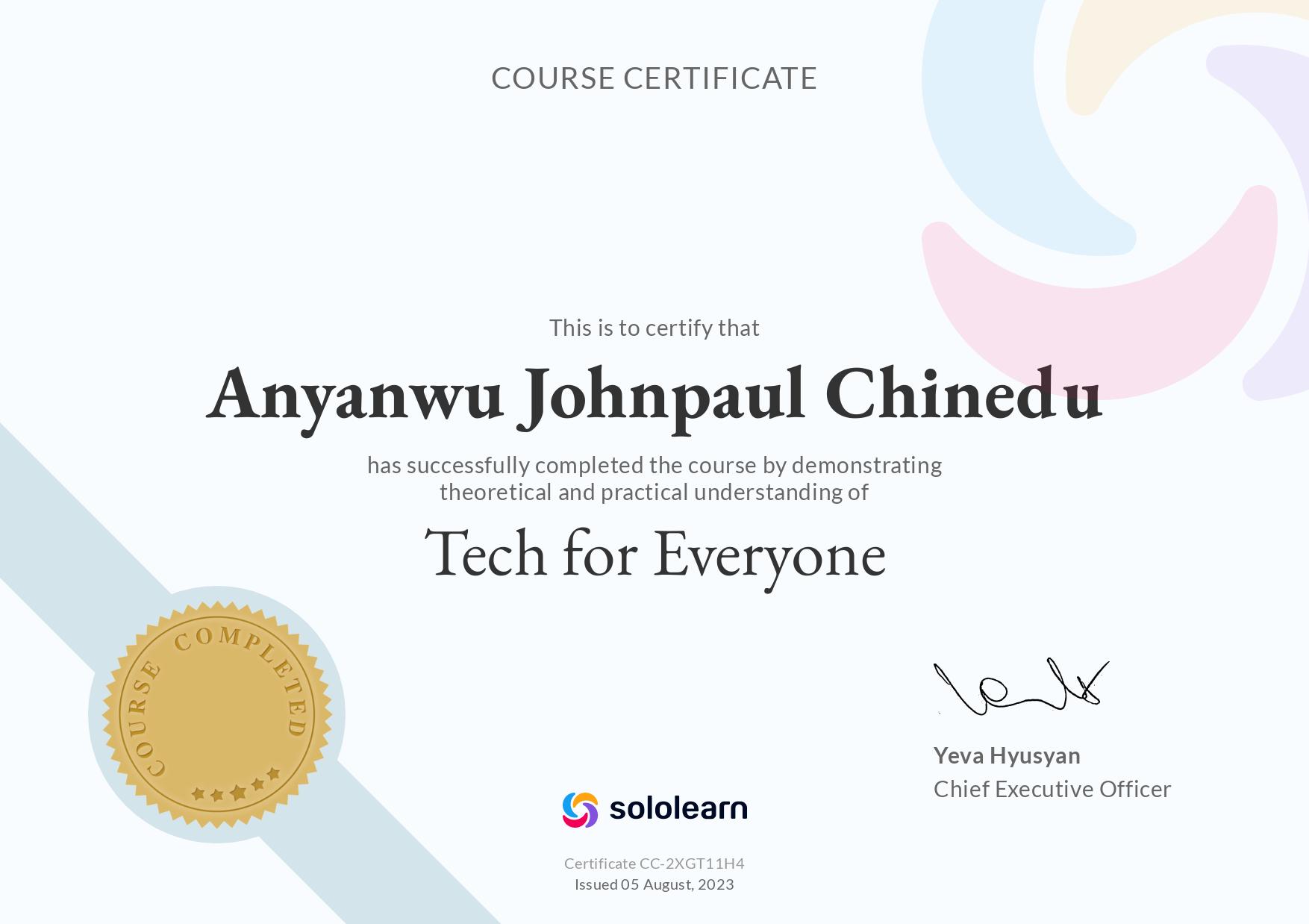 Tech for Everyone Certificate